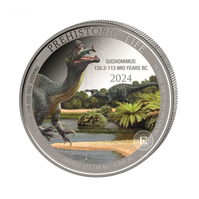 1 oz (31.10 g) silver colored coin Prehistoric Life II -